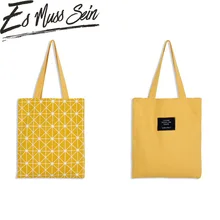 EsMussSein модная прочная Женская Студенческая хлопковая льняная хозяйственная сумка через плечо сумка в клетку женская льняная Холщовая Сумка