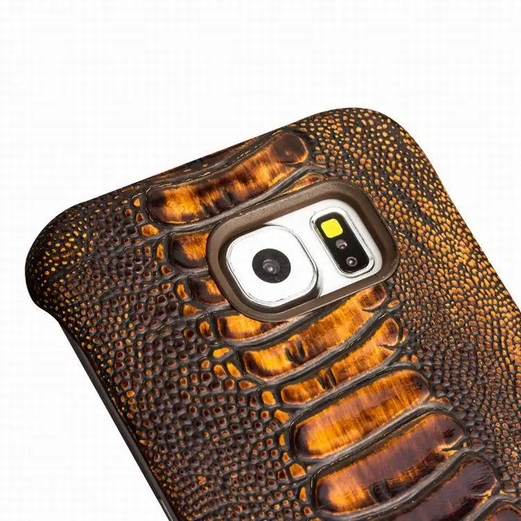 QIALINO Роскошная натуральная кожа чехол для телефона для Samsung Galaxy S6& S6 edge plus страуса текстура, сумка, покрытие на заднюю часть, 5,1/5,7 дюйм(ов