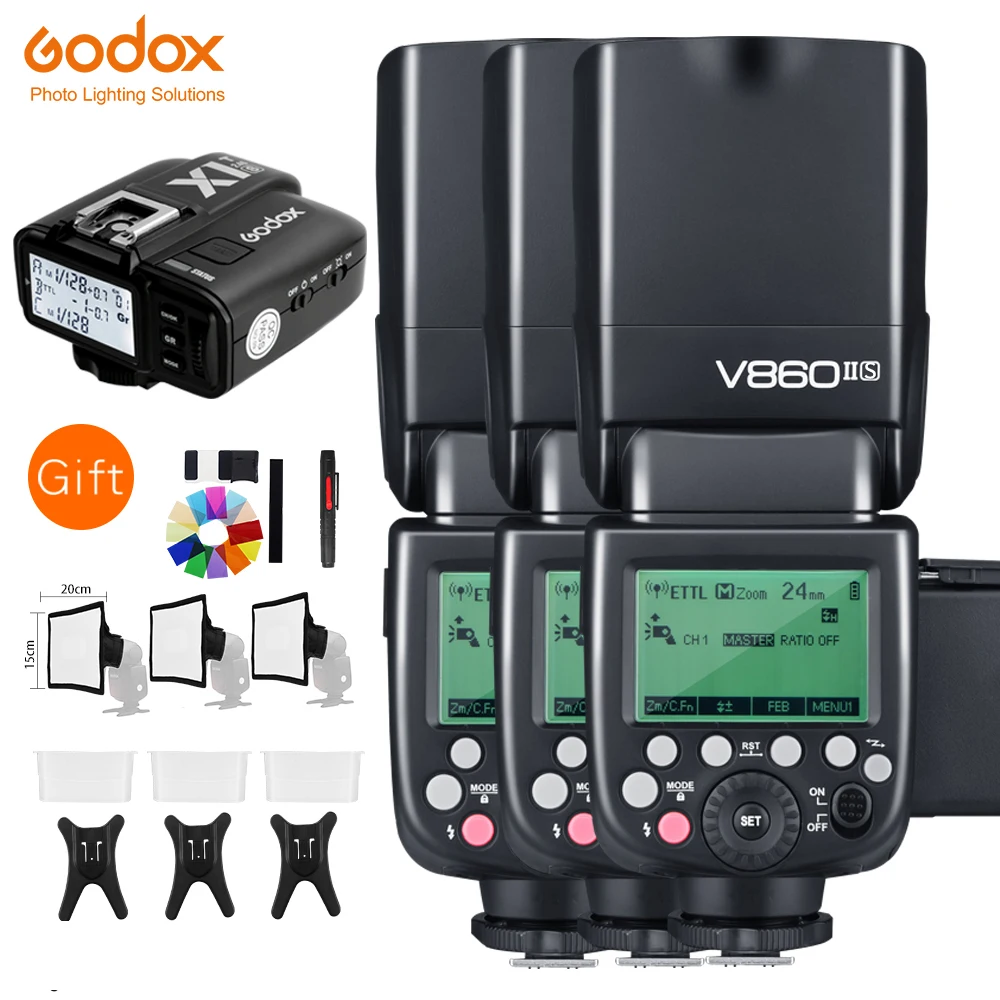 Бесплатная доставка DHL 3x Godox V860II-S GN60 E-TTL HSS 1/8000 литий-ионный аккумулятор Speedlite Flash +