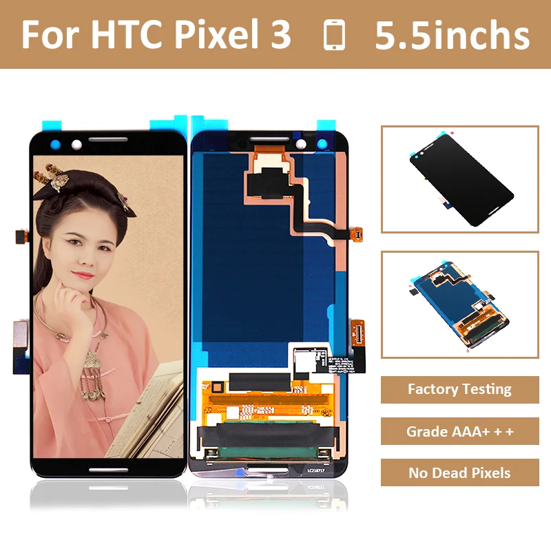 ЖК дисплей для HTC Pixel 3 с кодирующий преобразователь сенсорного экрана в сборе Google