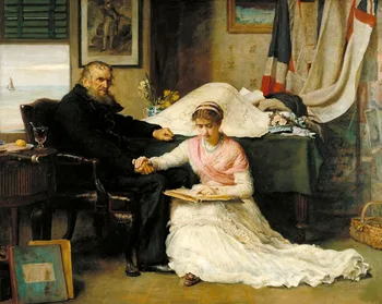 

Figure Oil Painting Handpainted on Canvas Wall Picture Art Painting John Everett Millais Northwest Passage Father with Daughter