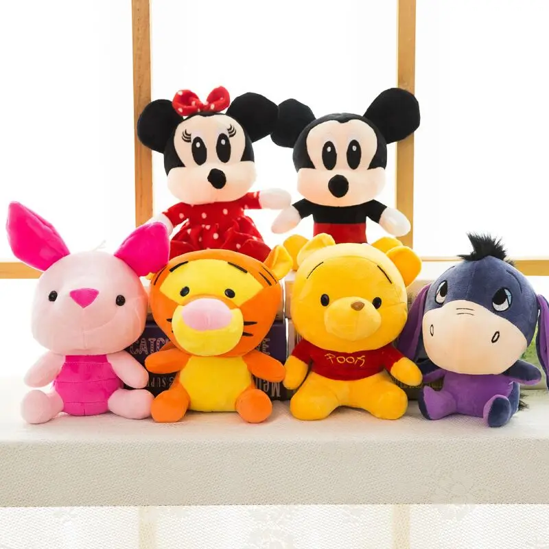 Disney 8 peluche animaux jouets Mickey souris Minnie Winnie l'ourson Lilo petit cochon poudre pendentif enfants anniversaire cadeau de noël