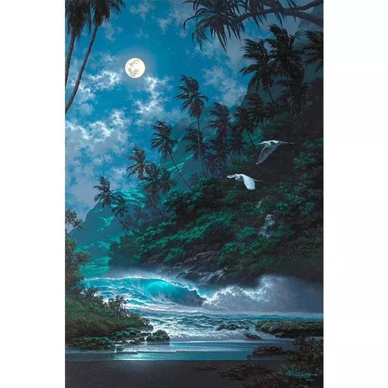 

Full DIY Diamond Painting kit White crane in the forest Cross Stitch Diamond Embroidery Patterns rhinestones Mosaic home decor