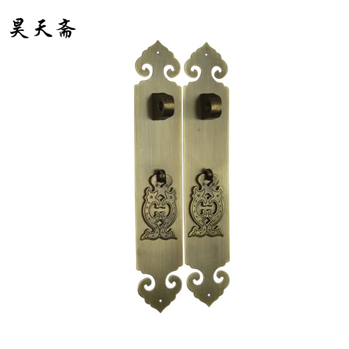 

[Haotian vegetarian] new classical Chinese antique copper door lock handle HTC-310 antique brass handle