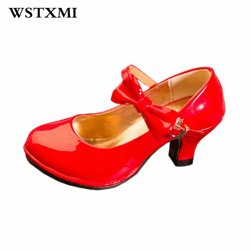 Klassische Bogen Mädchen High Heels Lackleder Schuhe Für Kinder leder sandalen kleinkind high heels für kleine