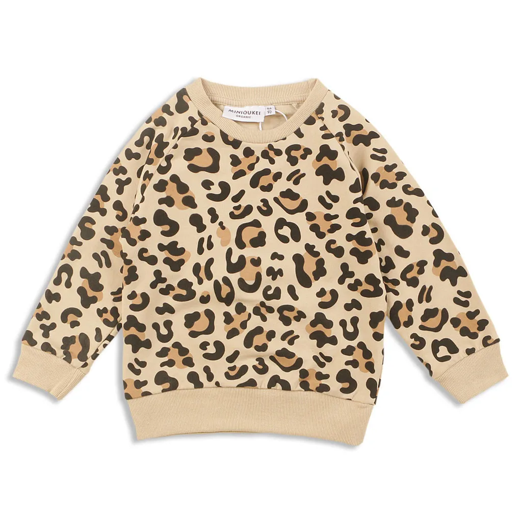 

Toddler Kids Baby Boy Girl Leopard Print Sweatshirt Long Sleeve T-shirt Clothes Leopard Print T-shirt Sweatshirts Jacket Coat