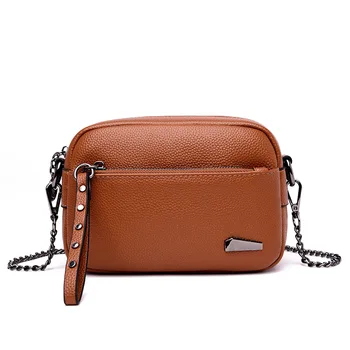 

Fashion Chains Shoulder CrossBody Bags For Women Messenger Bags Clutches Lady New Flap Women's Genuine Leather Handbags