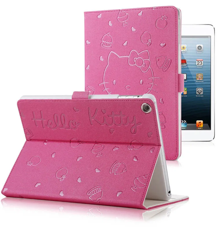 

Hello Kitty PU Leather Soft Back Case For iPad 9.7 2017 2018 A1822 A1893 Transformer Smart Cover Funda Tablet Folding Case