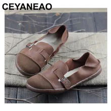 CEYANEAO обувь женская обувь из натуральной кожи женская обувь на плоской подошве, с круглым носком, обувь без шнуровки на балетки босиком подошва Женские туфли-лодочки(K09