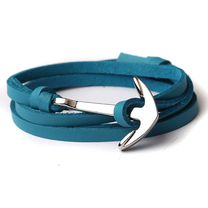 NIUYITID Men Anchor Bracelet Jewelry Brown Black Rope Chain Leather Bracelets Trendy 2019 Unisex Women Man Bracelent Male (9)