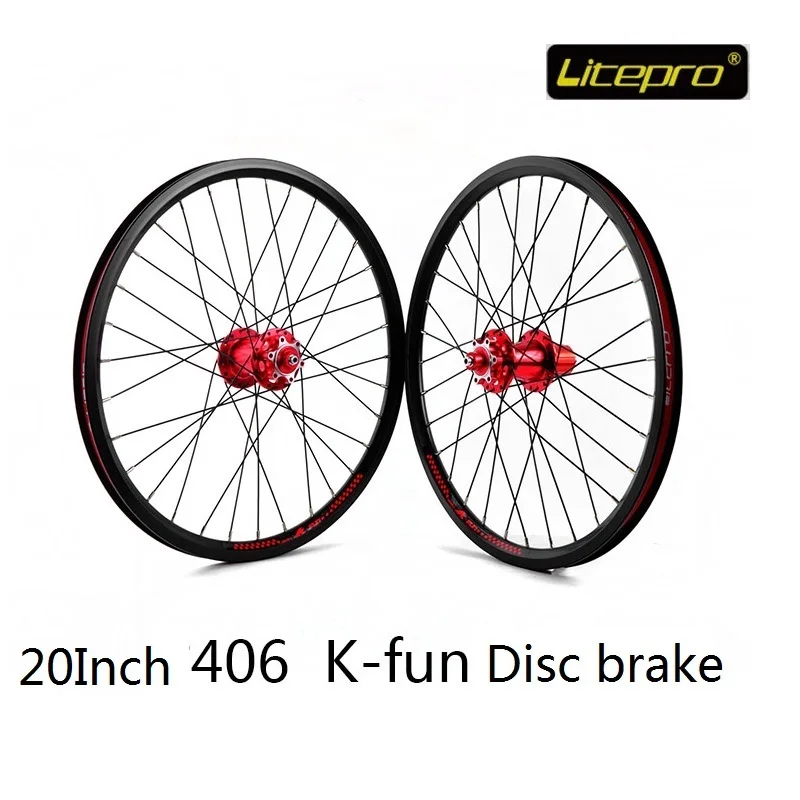 Cheap Litepro K-fun Disc Brake Wheel set 20Inch 406 Folding Bike Road Bicycle Refitting Wheelset Disc Brake Hub Bicycle DIY Accessorie 0