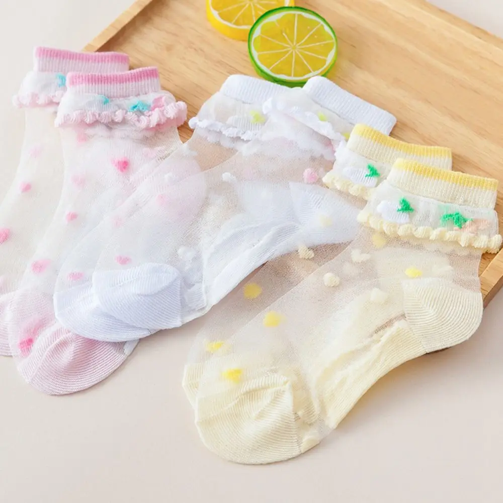 Baby Girls Children's Crystal Socks Socks Ultra-thin Breathable Fruit Printed 