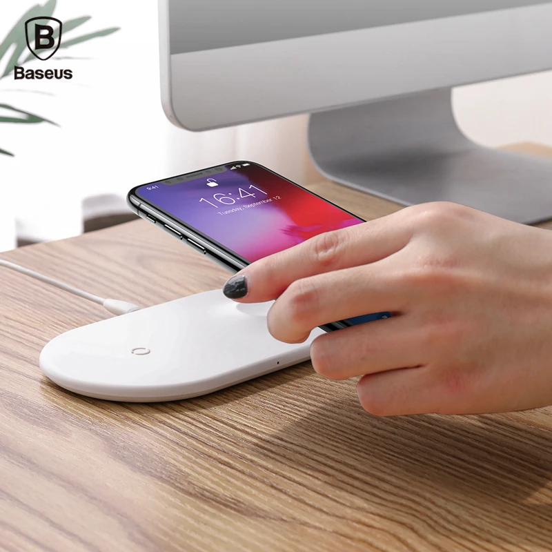 Goede BASEUS Draadloze Oplader Smart 2 in 1 Snel Opladen Pad voor Mobiele Telefoon voor Horloge Serie 3 2
