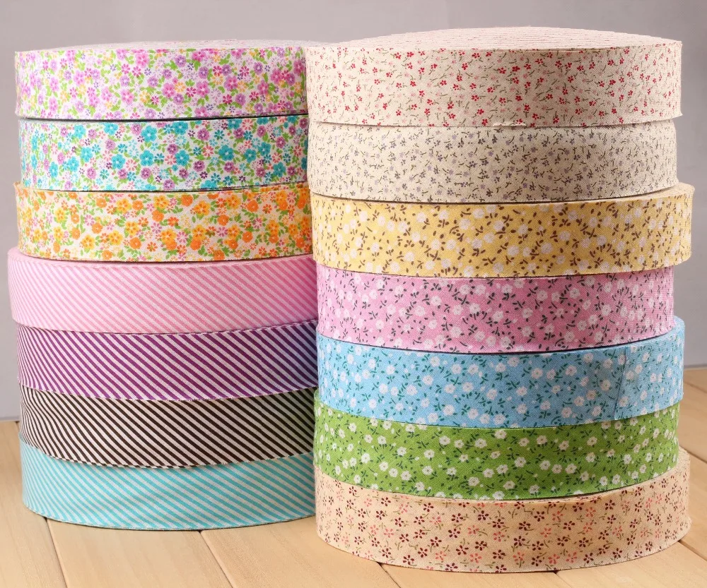 3.5cm Floral Plain Cotton Bias Binding Tapes, Unfolded Gingham Trim ...