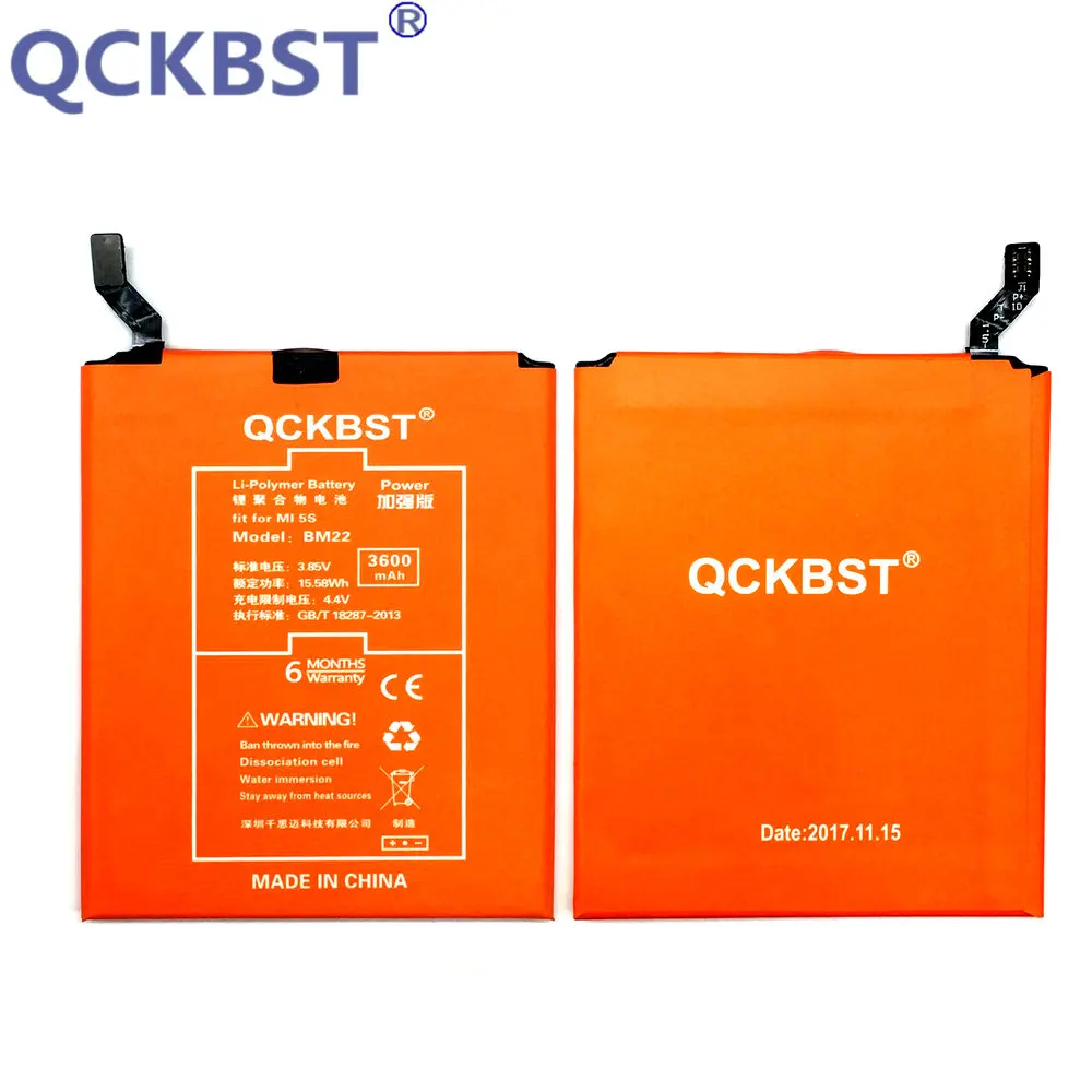QCKBST BM22 Аккумулятор для Xiao mi 5 mi 5 сменный аккумулятор 3600 мАч литий-ионные аккумуляторы для телефонов большой емкости