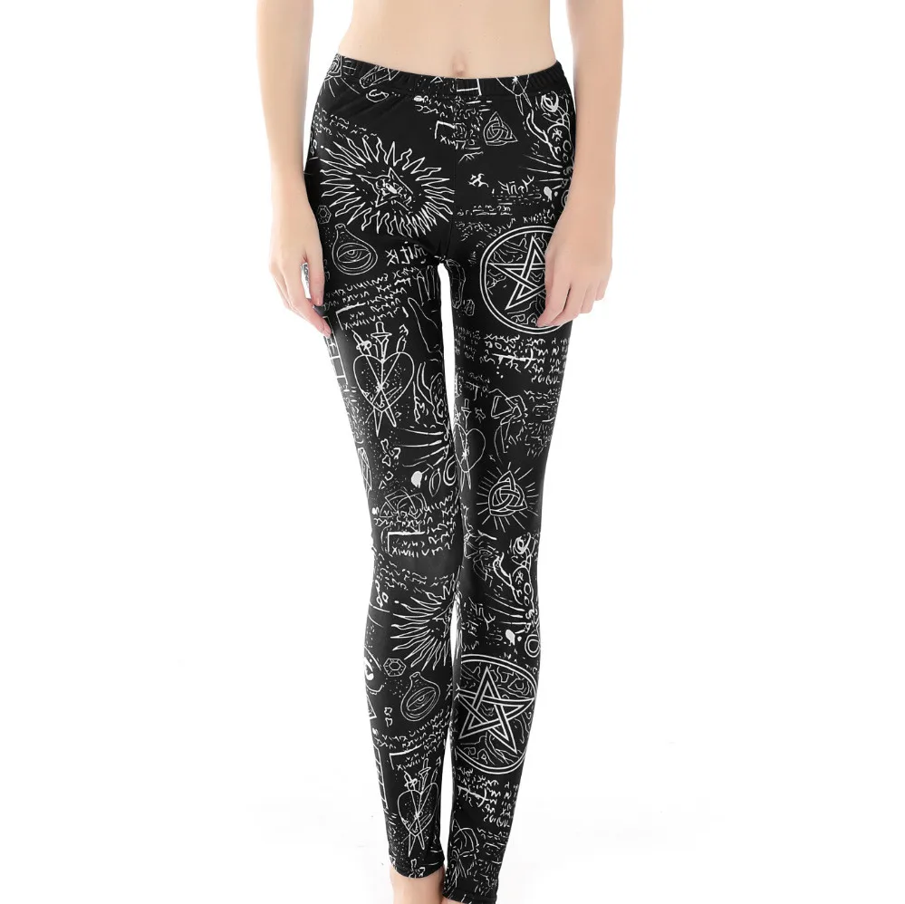 

2017 Women Blackboard Funny Painting Leggings Slim Fit Thin Elastic Polyester Cos Party Pants Casual Trousers Drop Shipping