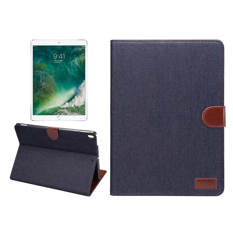 

Flip Magnetic Denim Leather Case with Card Slot for Apple iPad Pro 10.5 A1701 A1709 Tablet PC Auto Sleep Wake UP Smart Cover+Pen