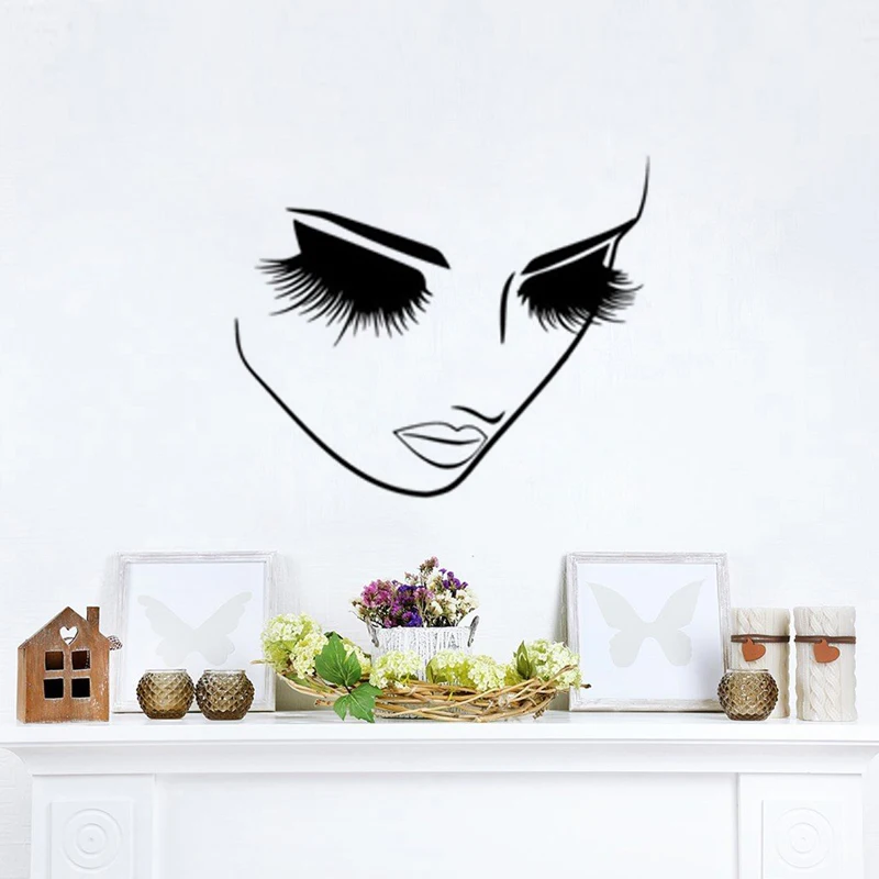Beauty long eyelashes Vinyl Art Wall Sticker DIY Home Decoration