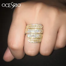 Ocesrio Bagus Besar Wanita Perhiasan CZ Wanita Gaun Dubai Gold Cubic Zirconia Cincin Perhiasan Anillos Mujer Rig-f83(China)