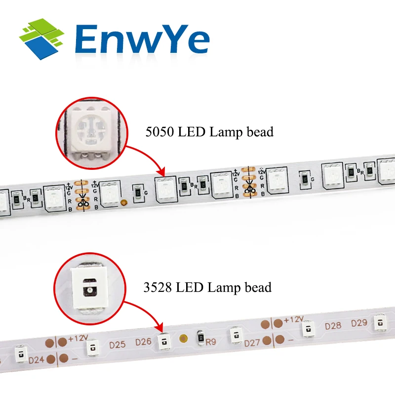 EnwYe Светодиодная лента 3528 5050 DC12V 60 Светодиодный s/m гибкий светодиодный светильник RGB 5050 3528 Светодиодная лента