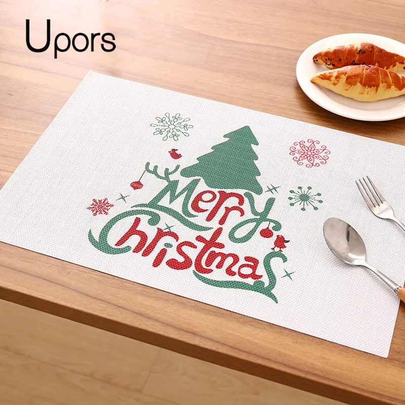 

4Pcs/Set Christmas Placemat Waterproof Anti-scalding Table Tea Mat PVC Coaster Christmas Eco Friendly Dinner Table Decoration