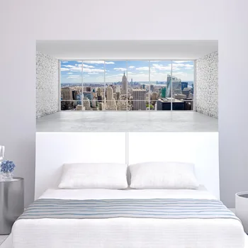 

City Building Scene Wall Sticker Bed Head Stickers Wall Sticker For Dorm Room Bedroom Home Decor