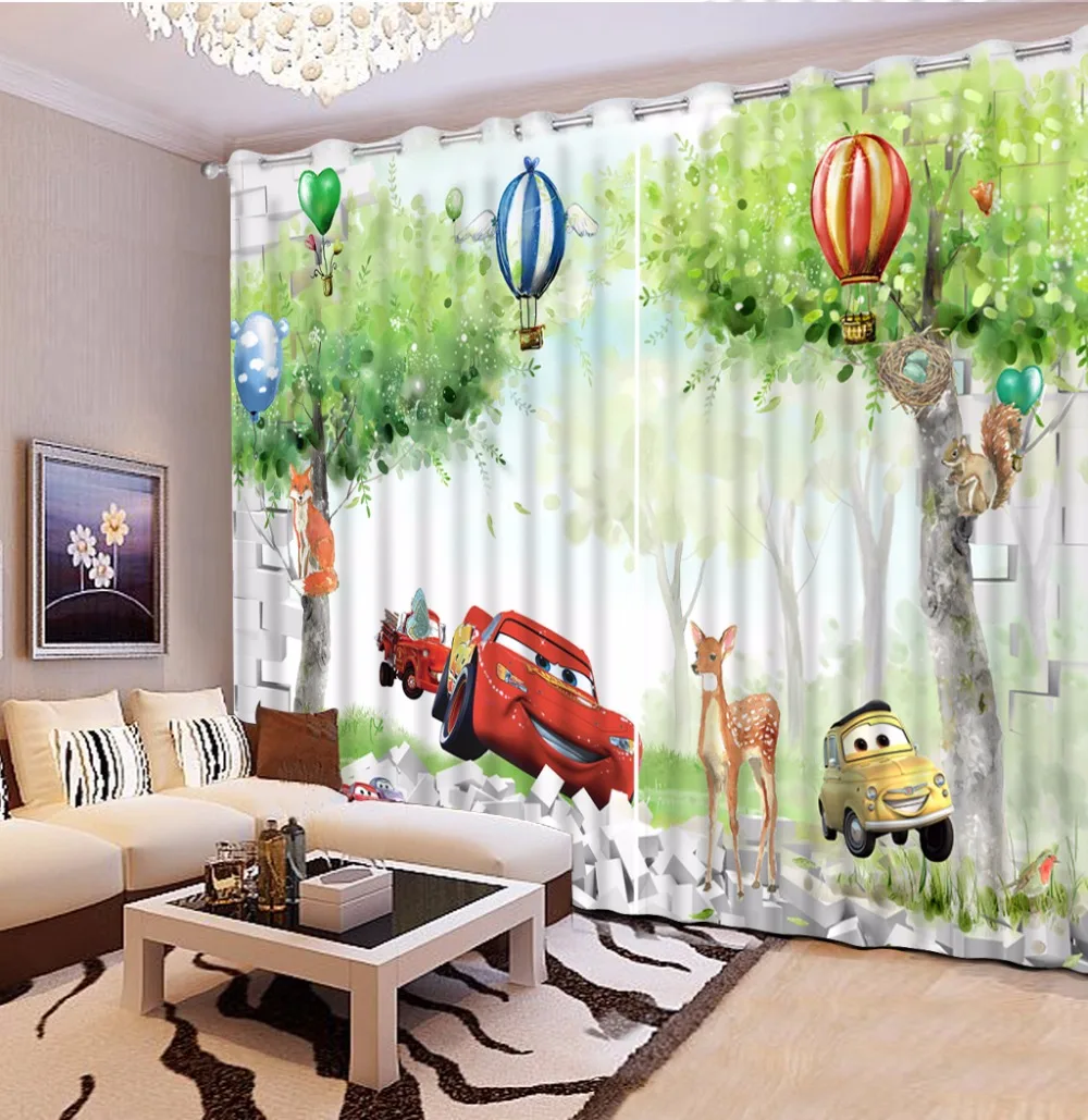 Custom Curtains Car cartoon Boys Curtains Cotton Window Blackout
