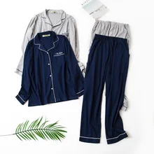 Темно-синие и серые мужские зимние хлопковые брюки с длинными рукавами пижамы мужские пижамы сексуальный пижамный комплект одноцветные пижамы мужские пижамы