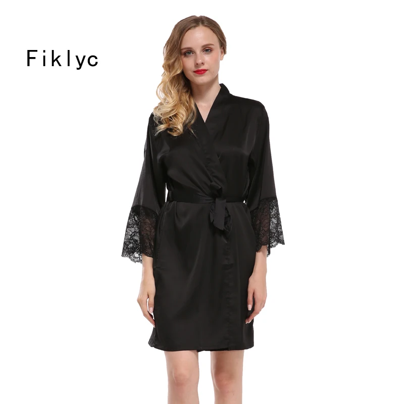 

Fiklyc brand new arrival women's nightwear bathing robes fashion sleepwear for female high quality faux silk M L XL XXL nighties
