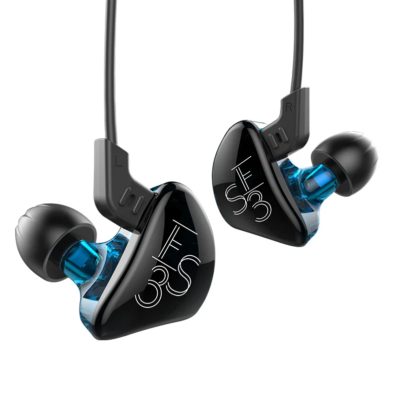 New KZ ES3 BA DD In Ear Earphone Hybrid Headset HIFI Bass Noise Cancelling Earbuds With