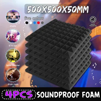 

4pcs 50X50X5mm Acoustic Foam Soundproofing Foam Sound Treatment Studio Room Absorption Wedge Tiles Polyurethane Foam