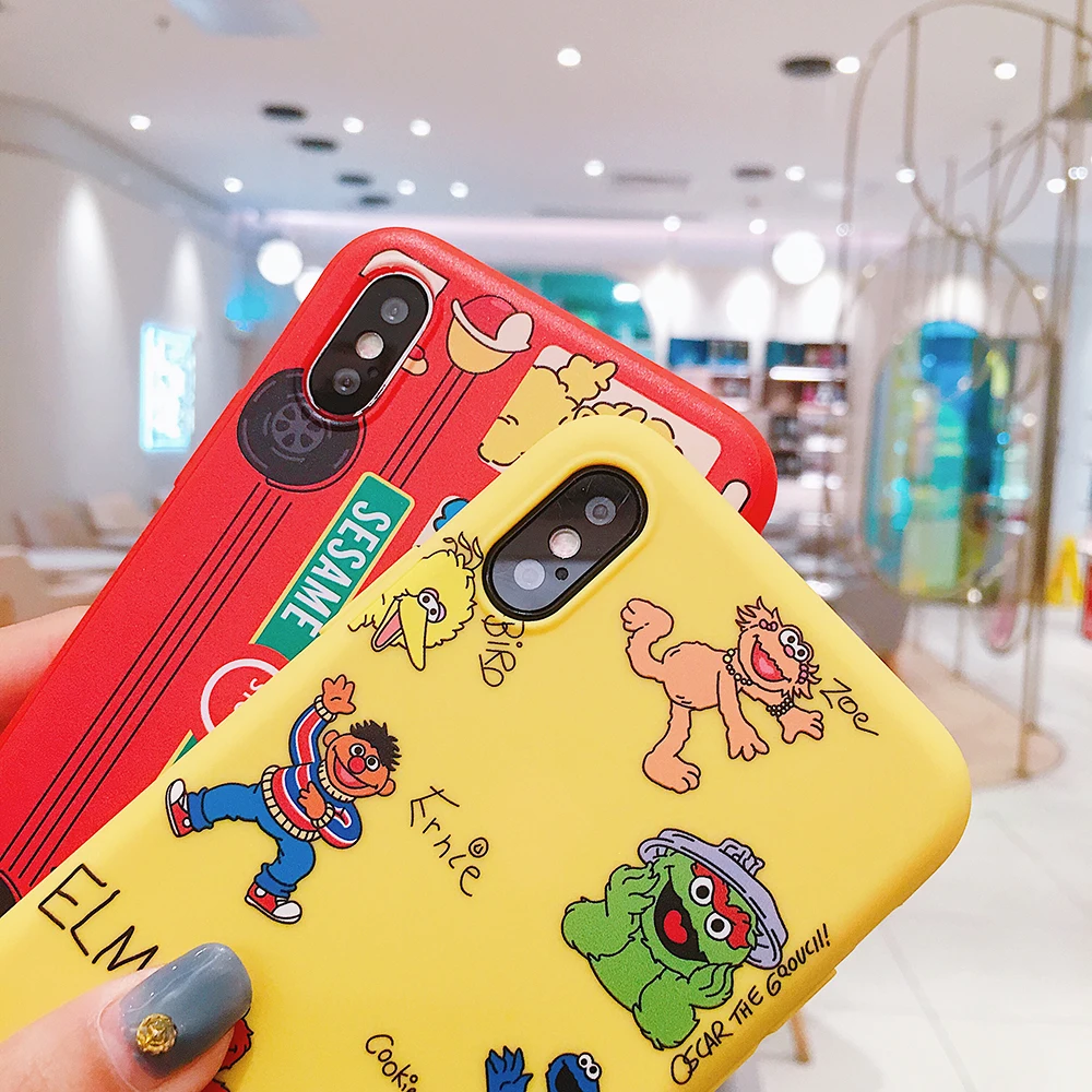 Sesam Straße Fall für iPhone XS MAX X XR Nette Cartoon Telefon Silikon TPU Coque Abdeckung sFor iPh