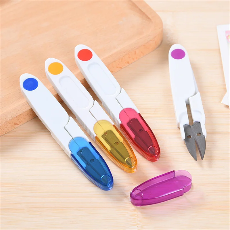 1Pcs/Lot Wear Cover Portable U Shape Embroidery Cross-stitch Craft DIY Fabric Cutter Sewing Scissors Thread Scissors Yarn Shears