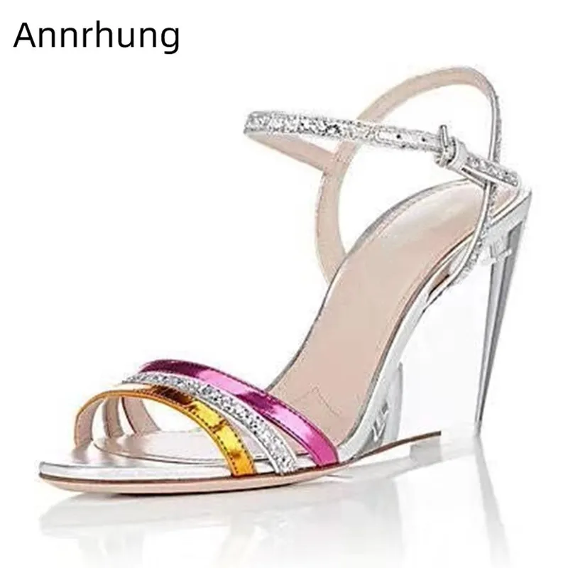 

Clear Wedges High Heels Sandals Women Narrow Band Open Toe Sexy Shoes Woman Summer Gladiator Sandalias Zapatos De Mujer