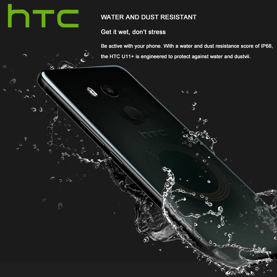 Мобильный телефон htc U11 Plus U11+ 4G LTE, 6 ГБ+ 128 Гб, Восьмиядерный процессор Snapdragon 835, 6,0 дюймов, IP68, 1440x2880 P, Android 8,0, смартфон