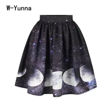 W-Yunna Высокая талия земли плиссированные юбки с принтом женская линия мяч выращенная Лолита Saia Миди юбки пачка юбка