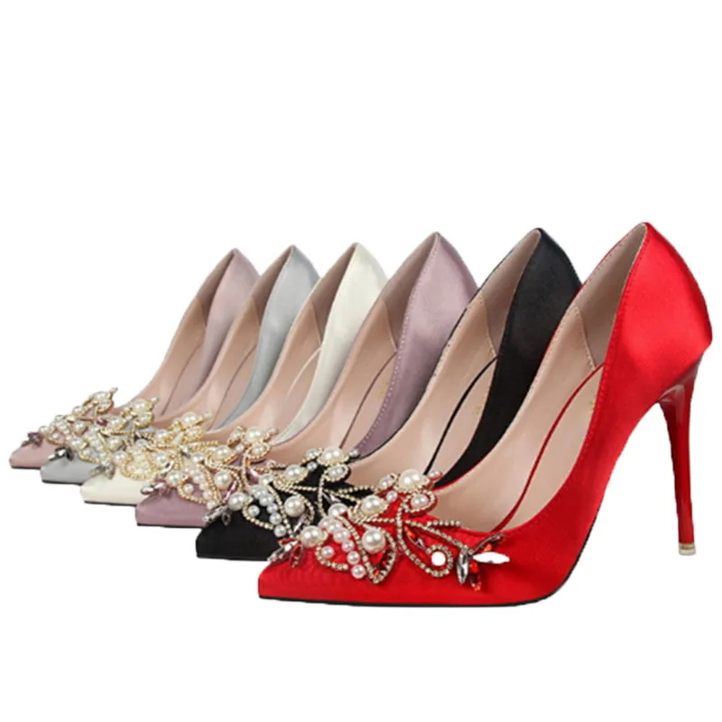 COVOYYAR/ г.; элегантные женские туфли-лодочки на высоком каблуке с жемчугом для вечеринок; туфли на шпильке 10 см с острым носком; Роскошные винтажные весенние женские туфли; WHH148