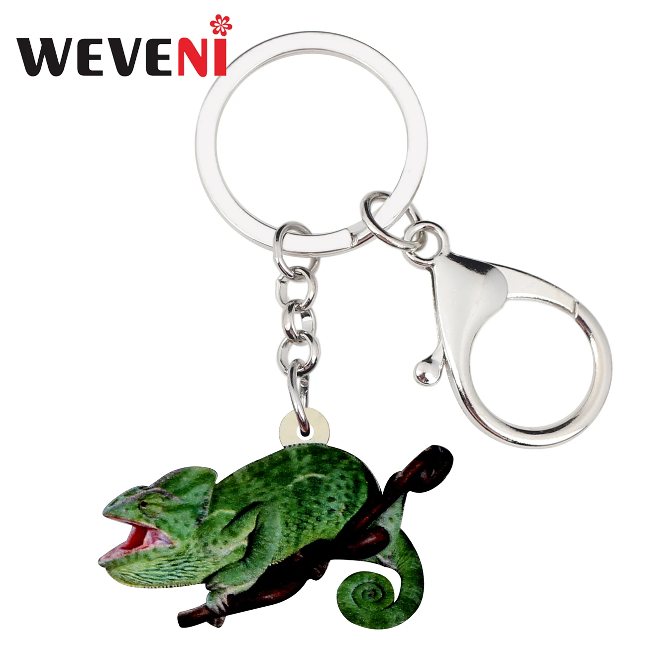 WEVENI акриловые зеленые хамелеоновые анольные брелоки держатель для ключей модные