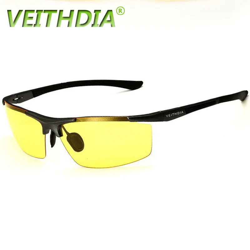 VEITHDIA HD мужские брендовые дизайнерские поляризованные солнцезащитные очки для вождения, очки, очки из алюминиево-магниевого сплава, oculos de sol, аксессуары 6588 - Цвет линз: gray frame yellow