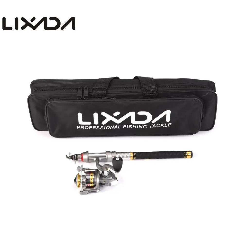 

Lixada 1.3m-2.7m Telescopic Fishing Rod Reel Combo Kit Mini Carbon Fiber Fishing Pole Spinning Reel Fishing Bag Set Pesca