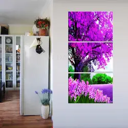 Комплект из 3 предметов декора дома HD с Современная живопись холст фиолетовый цветок дерево коридор и стены Картины из, фотографии