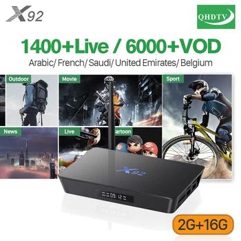 

X92 Arabic France IPTV Box Smart 4K Android 7.1 S912 2GB 16GB QHDTV Code IPTV Europe Belgium Netherlands No APP Include