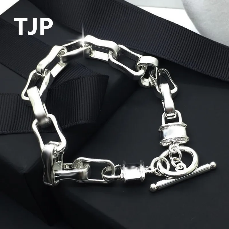 TJP 10 мм прямоугольные серебряные 925 женские браслеты ювелирные изделия Модные