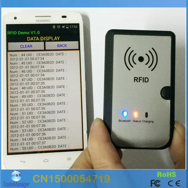 13.56MHZ Wireless Bluetooth RFID Reader Writer Compliant