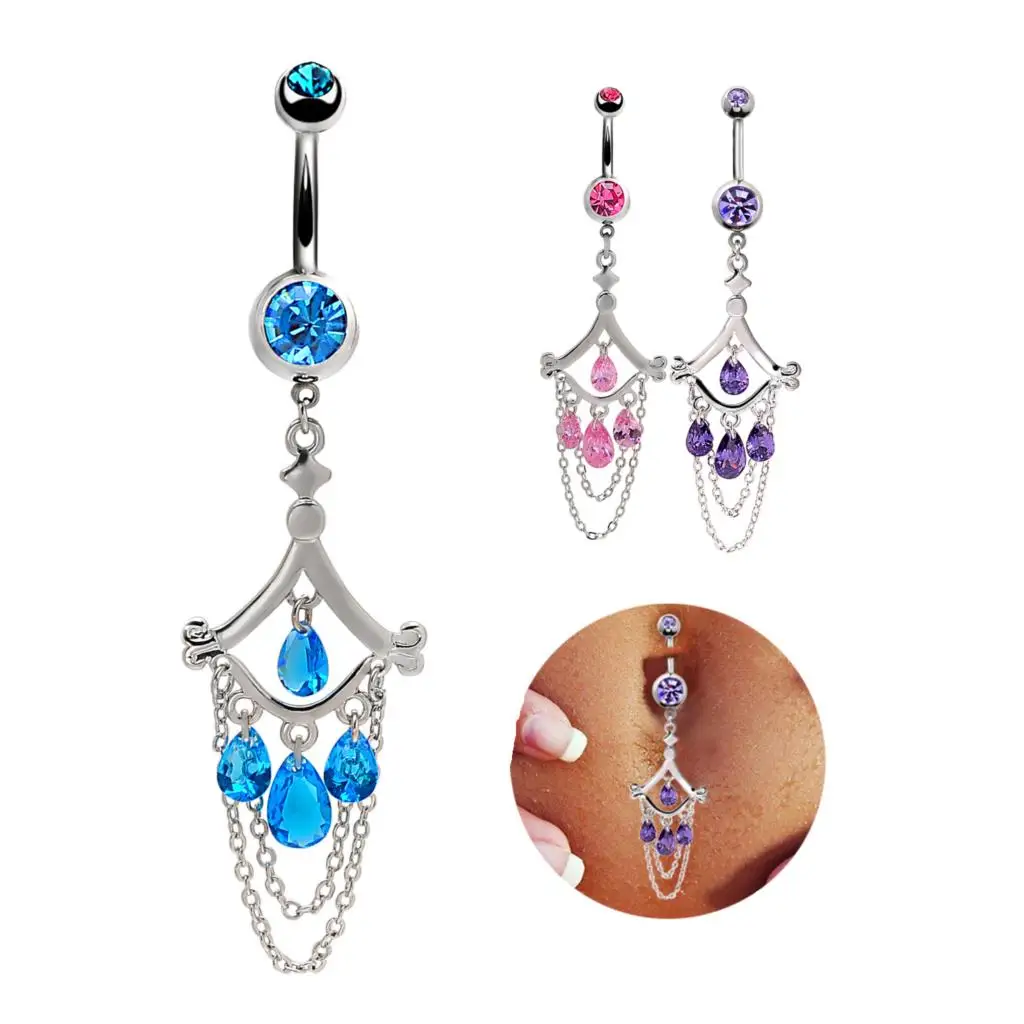 European hot navel ring , body piercing nail Rhinestone zircon navel