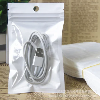 

100pcs White pearl film Ziplock zipper translucent bone bag jewelry accessories packaging bags with handle