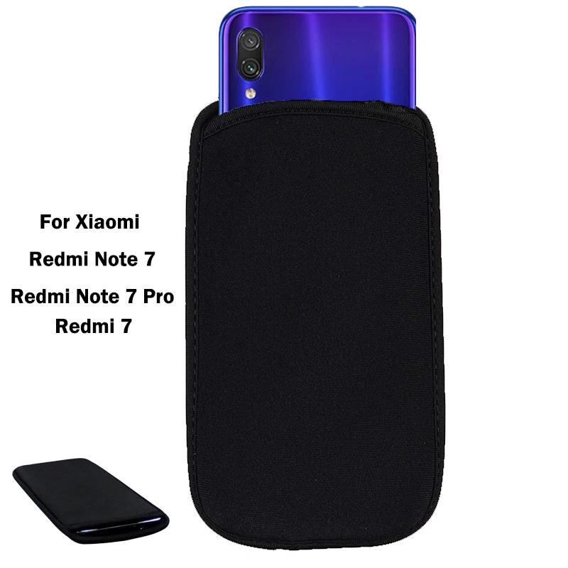

For Xiaomi Redmi 7 Flexible Neoprene Protective Black Pouch For Xiaomi Redmi Note 7 (Pro) Elastic Sleeves universal bag Case
