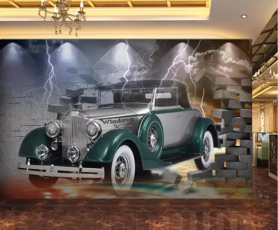 

Custom Vintage car 3d Stereoscopic Background Wall Papers Home Decor Living Room Photo Wallpaper Wall Murals