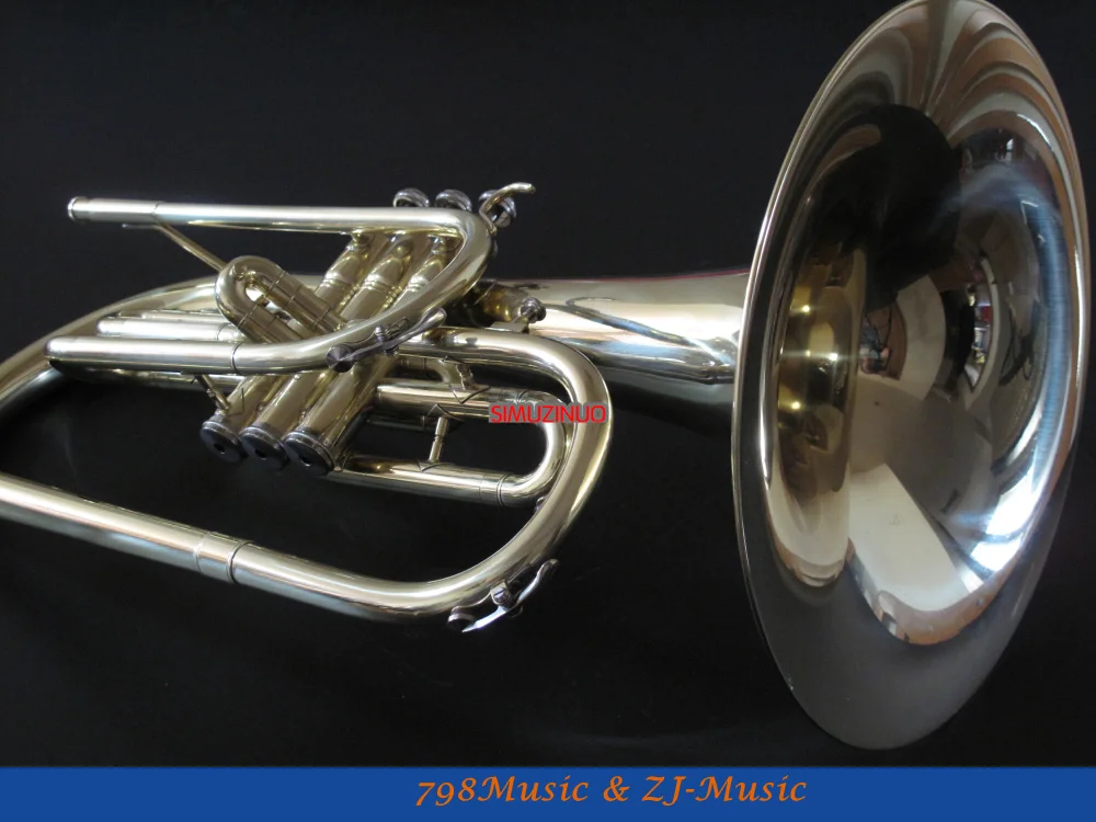 Gold Lacquer Marching Mellophone F Keys horn Monel Valves with casein