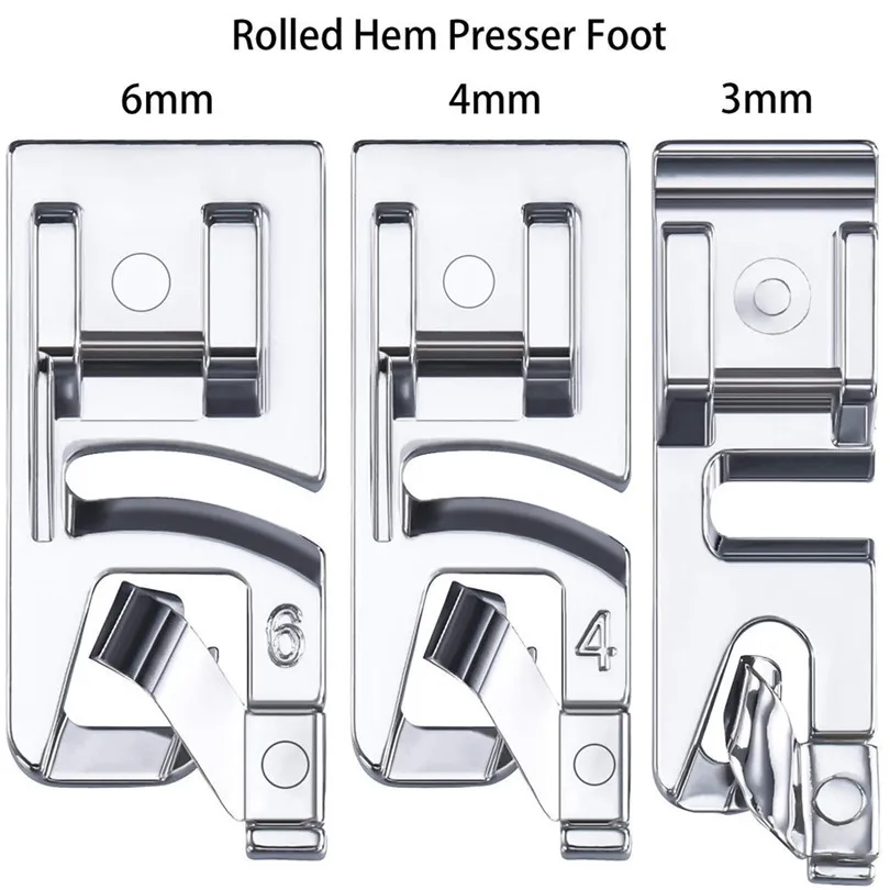 3Pcs Narrow Rolled Hem Sewing Machine Presser Foot Set Household Sewing Tools Accessory #4A11 (1)